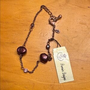 Premier Designs "Raspberry" 7.5" Bronze Toned Bracelet NWT